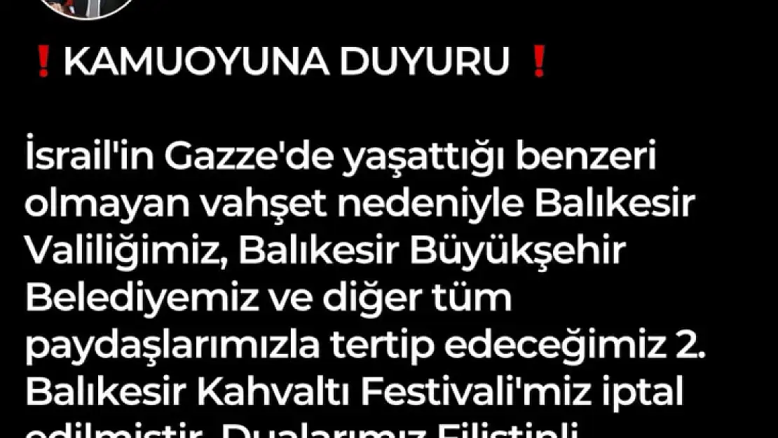 2. Balıkesir Kahvaltı Festivali İptal Edildi