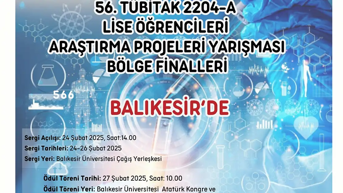 56. TÜBİTAK Lise Öğrencileri Araştırma Projeleri Yarışması Bölge Finali Balıkesir'de!