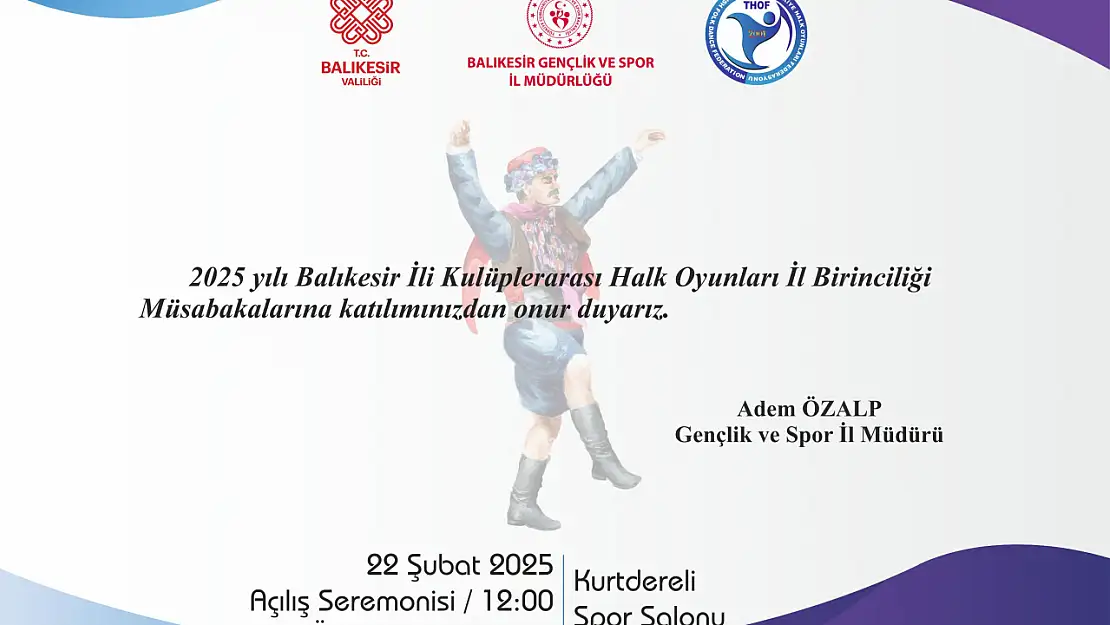 Balıkesir İli Kulüplerarası Halk Oyunları İl Birinciliği 22 Şubat'ta Kurtdereli'de...