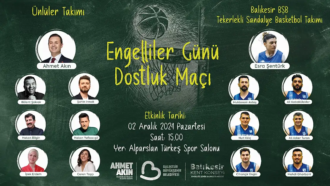 Başkan Akın ve Tiyatrocular, Tekerlekli Sandalye ile basketbol maçı yapacak