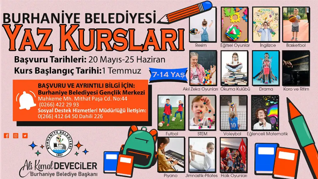 BURHANİYE BELEDİYESİ'NİN  YAZ KURSU KAYITLARI BAŞLIYOR