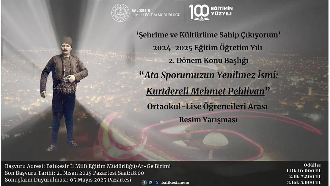 Kurtdereli Mehmet Pehlivan'ı Tanıma ve Yaşatma Amacıyla Resim Yarışması Düzenleniyor