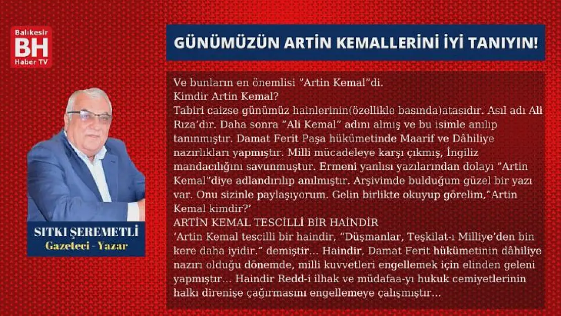 Sıtkı Şeremetli - Köşe Yazısı