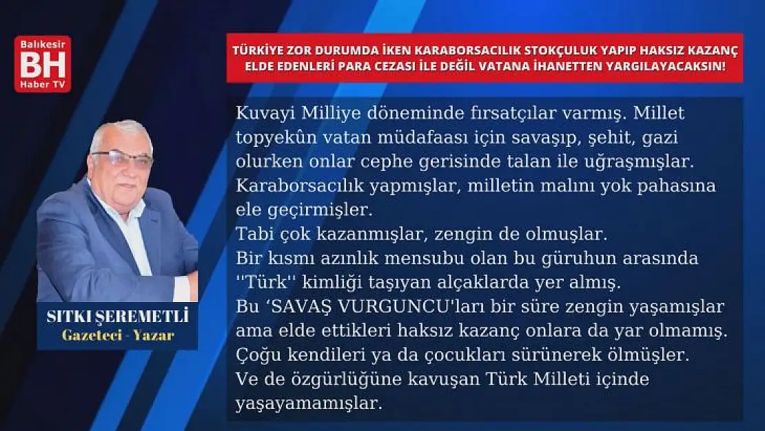 Sıtkı Şeremetli - Köşe Yazısı