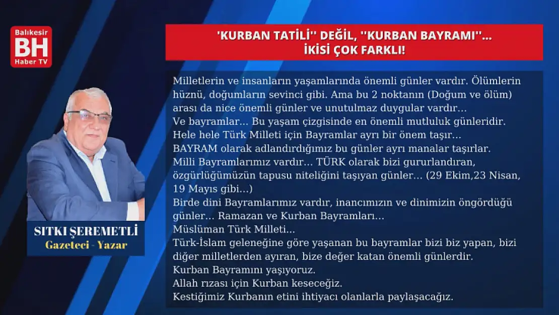 Sıtkı Şeremetli – Köşe Yazısı