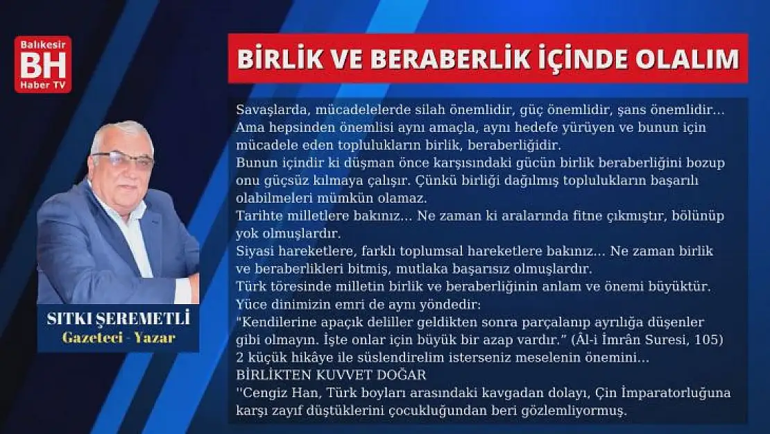 Sıtkı Şeremetli – Köşe Yazısı