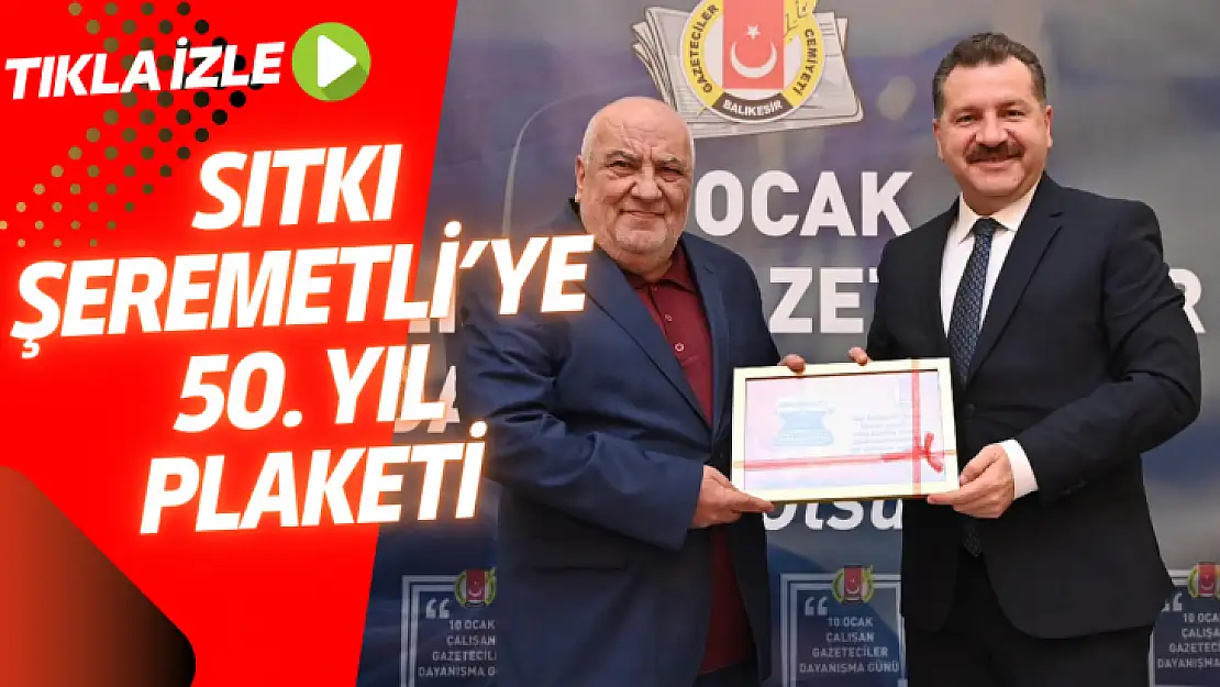 SITKI ŞEREMETLİ'YE 50. YIL PLAKETİ