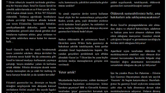 'İşgalci İsrail Gazetecileri Öldürerek Gerçekleri Susturamaz'