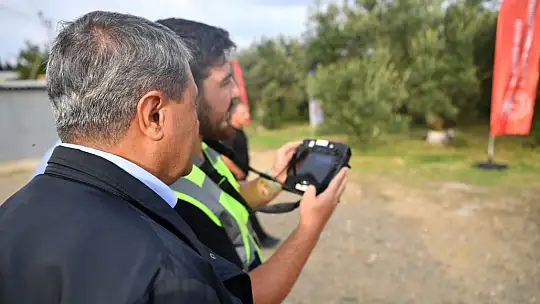 Zeytinde İnsansız Hava Aracı Projesinin İlk Denemesi Yapıldı