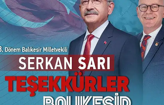 Serkan Sarı Balıkesirlilere Teşekkür Etti