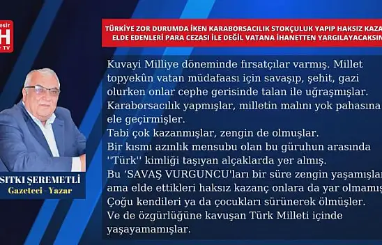 Sıtkı Şeremetli - Köşe Yazısı