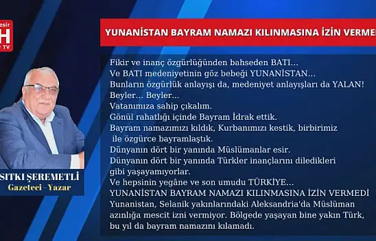 Sıtkı Şeremetli – Köşe Yazısı