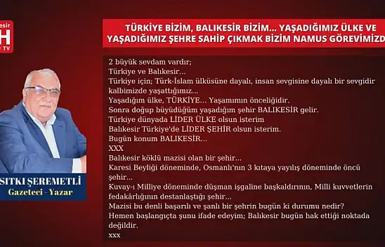 Sıtkı Şeremetli – Köşe Yazısı