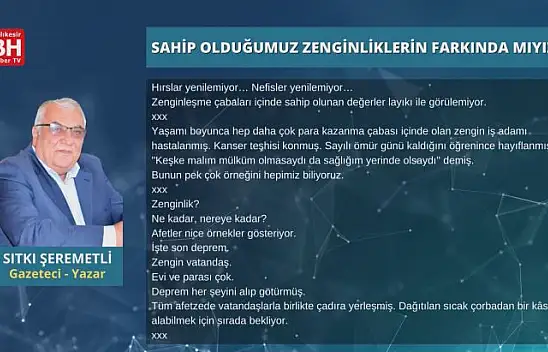 Sıtkı Şeremetli – Köşe Yazısı