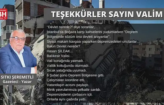 Sıtkı Şeremetli – Köşe Yazısı