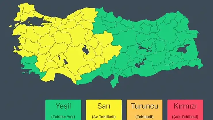 38 il için Sarı Uyarı verildi.
