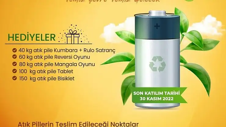 Atık pil toplayana ödül verilecek