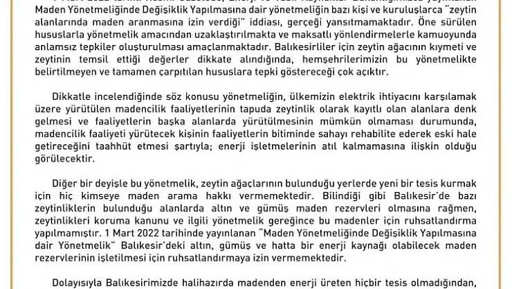 Balıkesir Büyükşehir Belediyesi'nden İddialara Yanıt