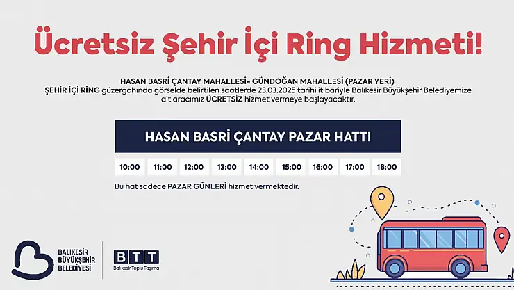 BTT, Hasan Basri Çantay Pazar Hattı seferlerini başlatıyor