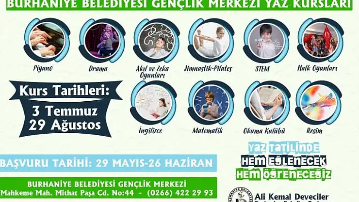 Burhaniye Belediyesi Yaz Kursları Kayıtları Devam Ediyor