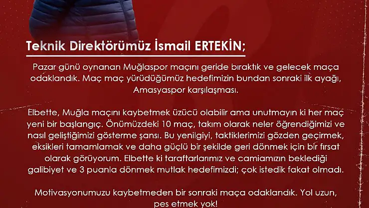 İsmail Ertekin:' Motivasyonumuzu Kaybetmeden Bir Sonraki Maça Odaklandık