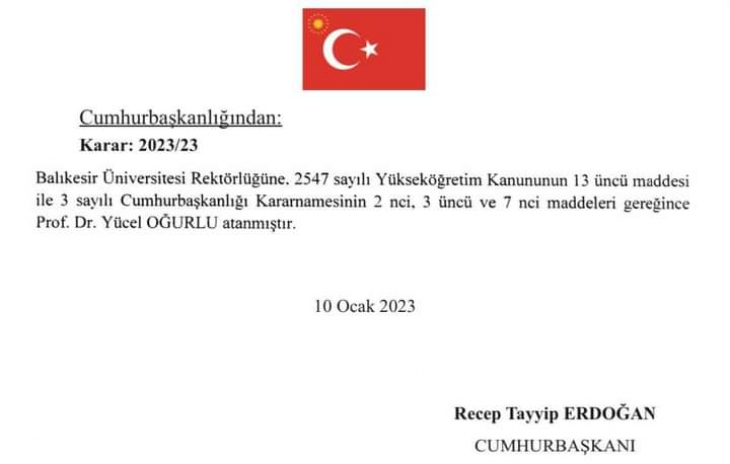 Balıkesir Üniversitesi'ne Yeni Rektör Atandı