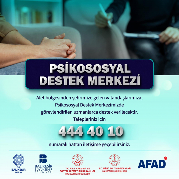 Depremzedelere Ücretsiz Psikososyal Destek