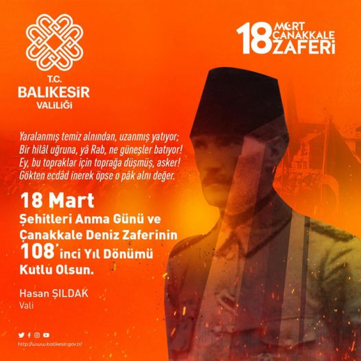 Vali Şıldak: ' Çanakkale Zaferi Tarihte Eşi Olmayan Bir İstiklâl Destanıdır'